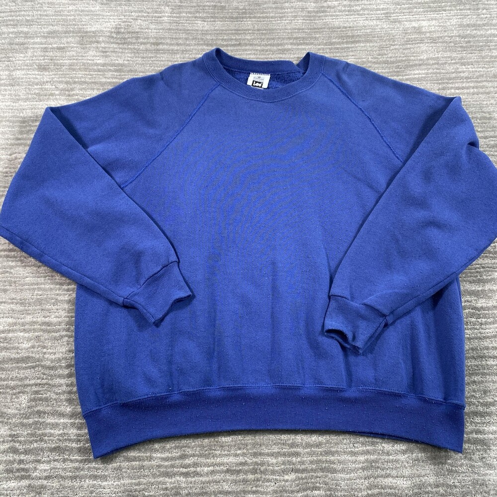 Vintage Lee Sweatshirt Mens 2XL Blue Midweight Crewneck Pullover Made USA 90s